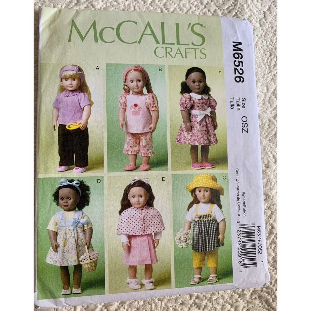 McCalls Size 18 inch Doll Clothes Pattern M6526 - Uncut 2012